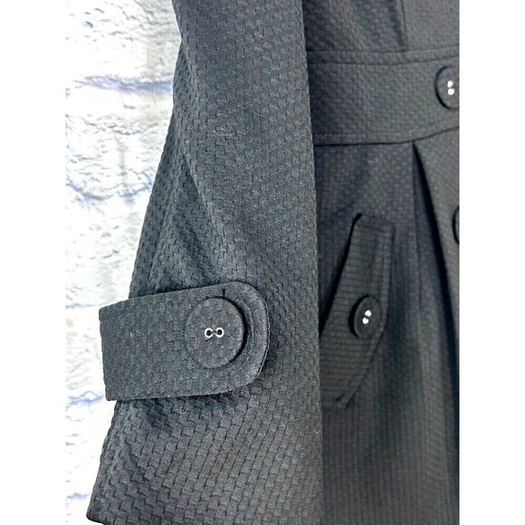 MJ Designer Paris Women Sz M Black Peacoat Lined Button Down Double Breasted U4 - Picture 8 of 12